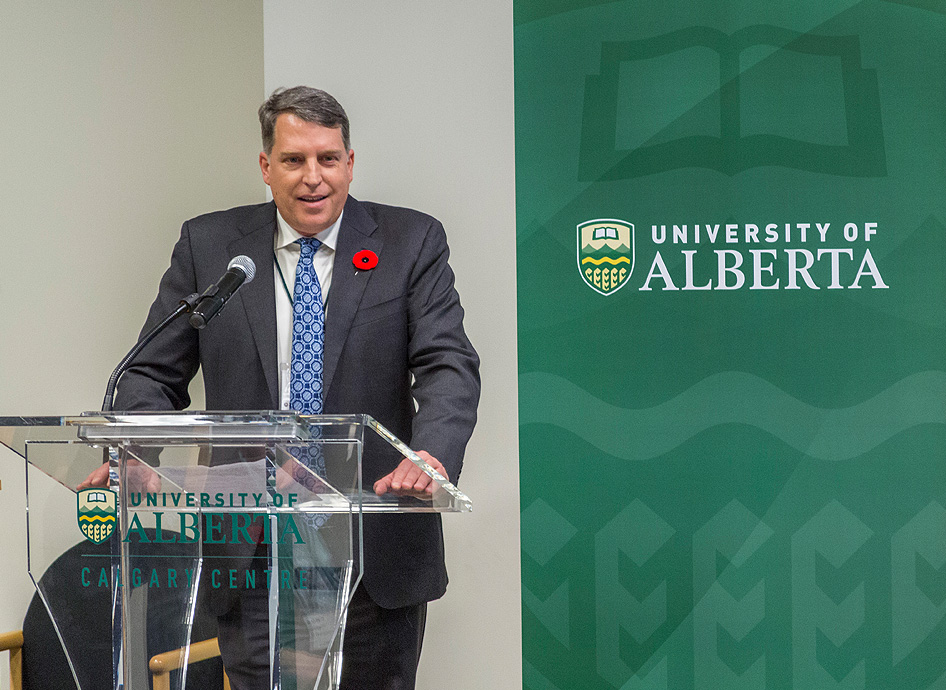 Chevron Canada President, Frank Cassulo, speaks at the partnership announcement